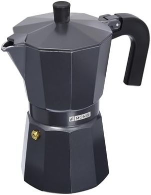 Cafetera Italiana Monix Vitro Noir: 6 tazas, aluminio, negro.