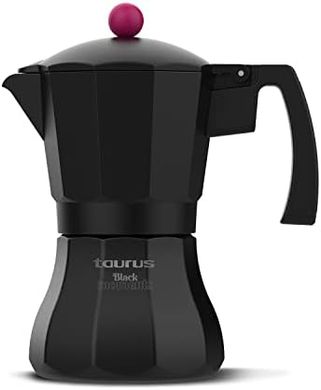 Cafetera Italiana Taurus Black Moments 6: Acero inoxidable, 6 tazas.