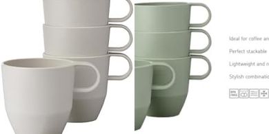 Juego de tazas Mepal Silueta: 4 piezas, 300ml, blanco nórdico.