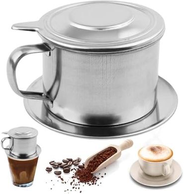 Cafetera vietnamita reutilizable: filtro, bandeja y tapa.
