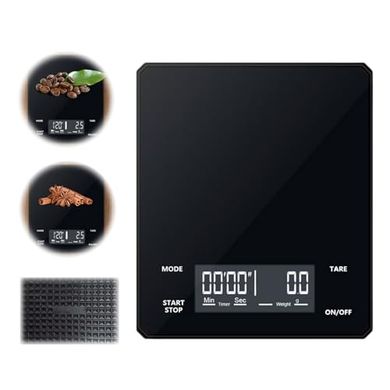 Báscula de café digital: precisión 0.1g, 3kg, temporizador, 6 modos.
