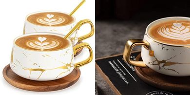 Juego de tazas de té y café espresso blanco, porcelana, 300ml