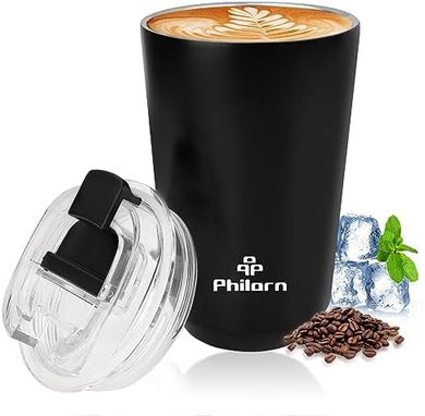 Taza térmica PHILORN: café para llevar, 380ml, acero inoxidable.
