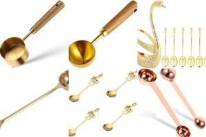 Cucharas Medidoras de Café Doradas: Juego de 5