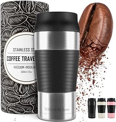 Taza térmica de viaje: acero inoxidable, aislada, reutilizable.