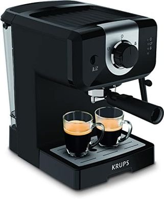 Cafetera Espresso Krups XP3208: 15 bares, 2 tazas, con accesorios.