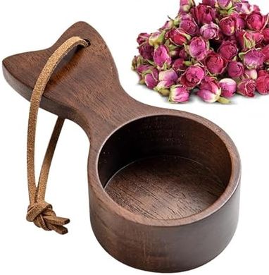Cuchara de café molida de madera, Cuchara de café de madera,Cuchara de café ergonómica con diseño de cola de | Cuchara de café Cordón de cuero liso Herramientas de medición y básculas para granos de c