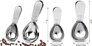 Cucharas medidoras de café (15ml & 30ml), acero inoxidable.