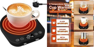 Calentador de tazas CEROBEAR: sensor gravedad, 9 temperaturas (55-85°C), 9h autoapagado.
