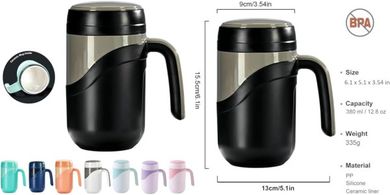 Taza de viaje Klaraber: cerámica aislada, 12oz, negra.