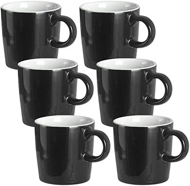 Juego de 6 tazas espresso/té, porcelana negra, 120ml
