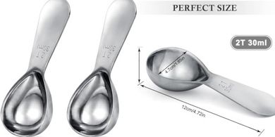 Cucharas medidoras café: acero inoxidable, 30ml (x2)