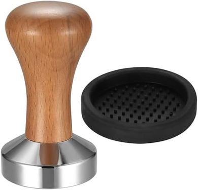 Prensa de café espresso 51 mm: acero inoxidable y madera.