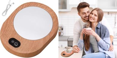 Calentador de tazas USB de madera, temperatura constante (55-65℃)