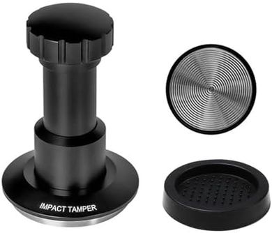 Gocoffun Impact: Prensador Espresso 51mm, acero inoxidable, retroalimentación sonora.
