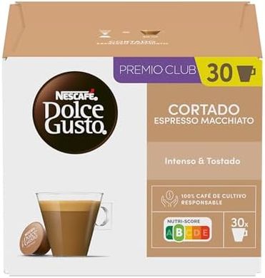 Dolce Gusto Cortado: 30 cápsulas con notas a almendra.