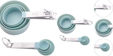 Juego de cucharas medidoras de silicona azul PRETYZOOM (8 piezas)