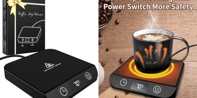 MYMULIKE Calentador de tazas, con 6 temperaturas (45 ℃-70 ℃) con pantalla LED retroiluminada y temporizador de 1 a 12 horas, apagado automático de café, té, leche, calentador de velas para oficina o