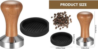 Prensa de café espresso 51mm: acero inoxidable y madera.