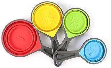 Juego de medición plegable: 4 tazas silicona + cuchara