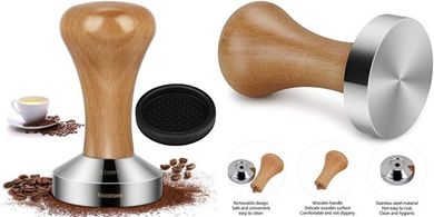 Prensador de café hicoosee 51mm, base plana de acero inoxidable.